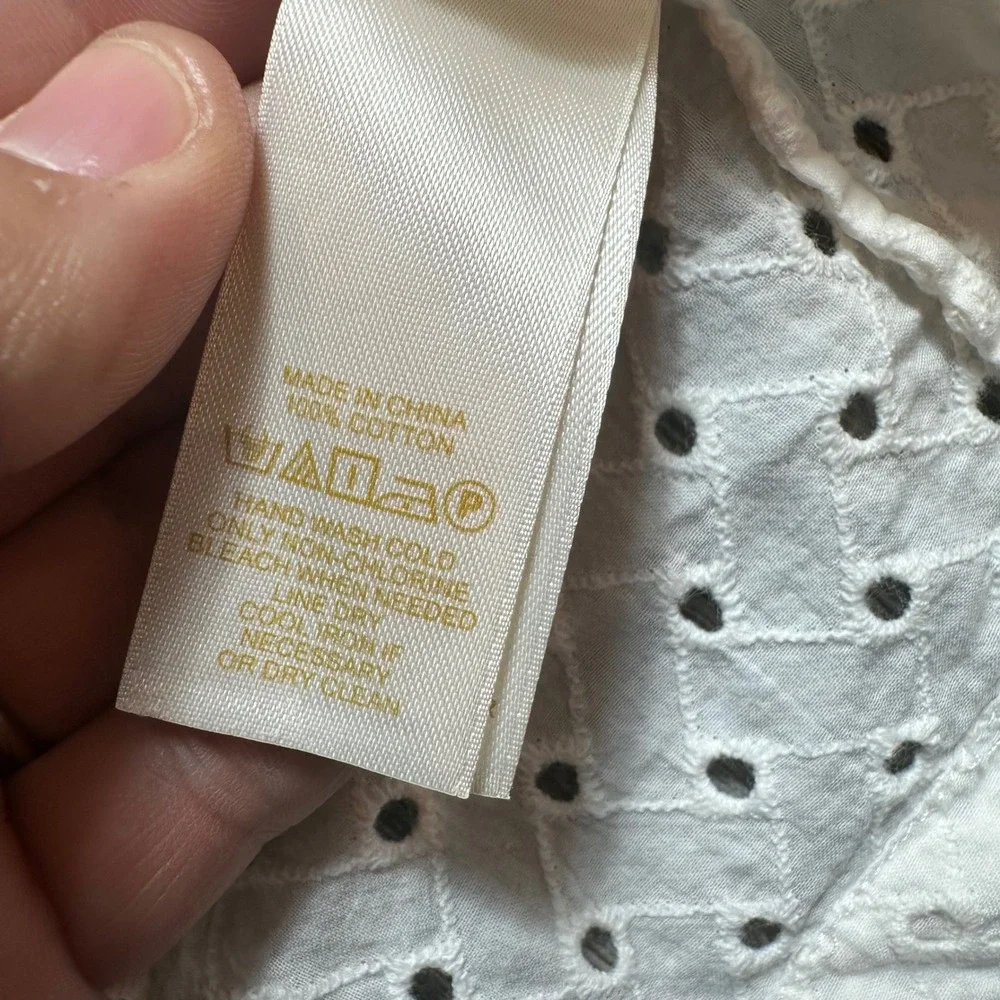 Kate Spade New York White Eyelet Shirt Short Sleeve‎ Button Down Top - Sz 2